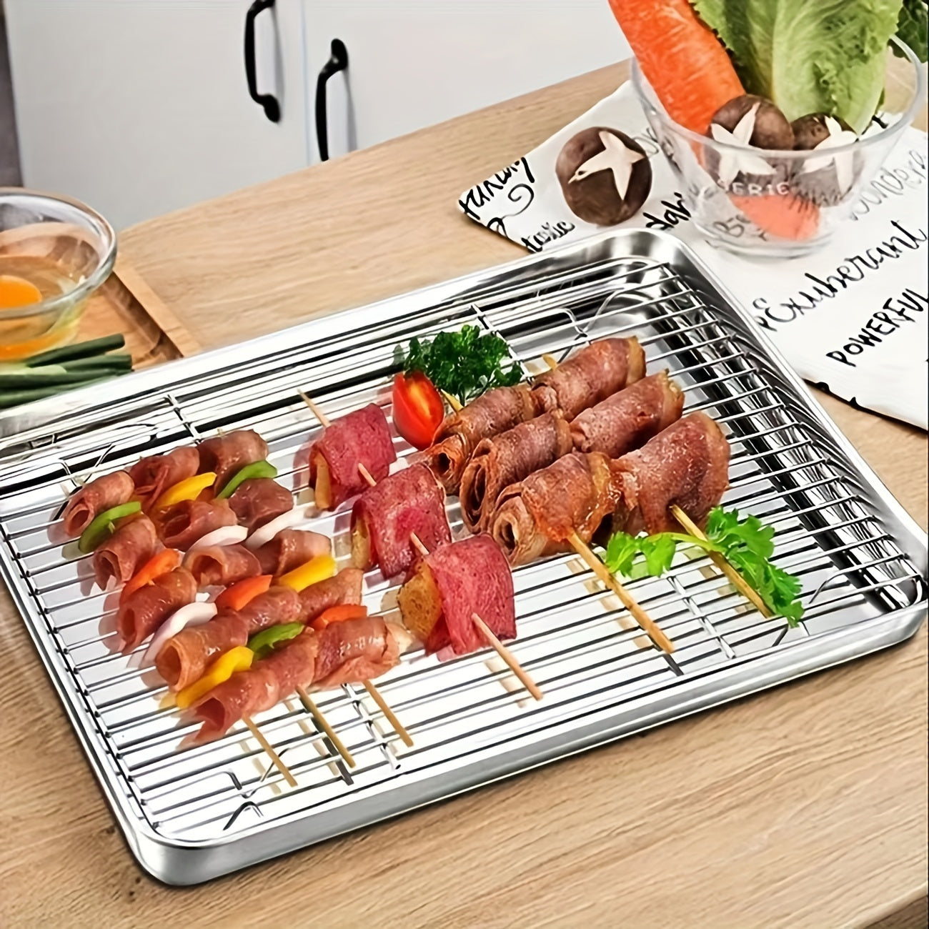 1pc Baking Sheet And Rack, Stainless Steel Cookie Sheet, Baking Pan Tray with Cooling Rack, Toxic & Healthy, Free & Dishwasher Safe, for Outdoor Picnic Party BBQ Accessories Kitchen Accessories