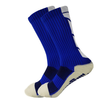 Rutschfeste, gepolsterte Fußballsocken mit Gummisohle – Anti-Rutsch-Trainingssocken mit rutschfester Traktion, Ganzjahres-Sportsocken für Fußball, Basketball, Laufen und Wandern
