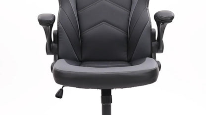 Gaming Chair, PU Leather Computer Gaming Chair, Ergonomic Home Office Desk Executive Chair, Height Adjustable Chair, Swivel Task PU Leather Racing Chair with Flip-up Armrest for Adults, Men, Girls, Gamer