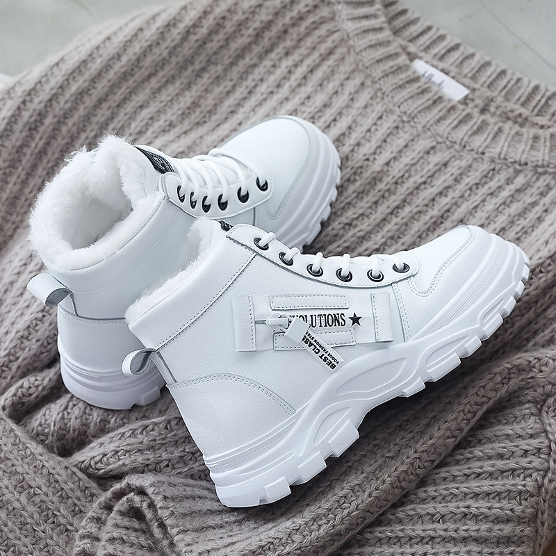 Damen-Winterstiefel mit hohem Schaft – Warm gefütterte Stiefeletten mit dicker Sohle, Schnürung, lässiger Stil, perfekt für Komfort bei kaltem Wetter, Winterstiefel