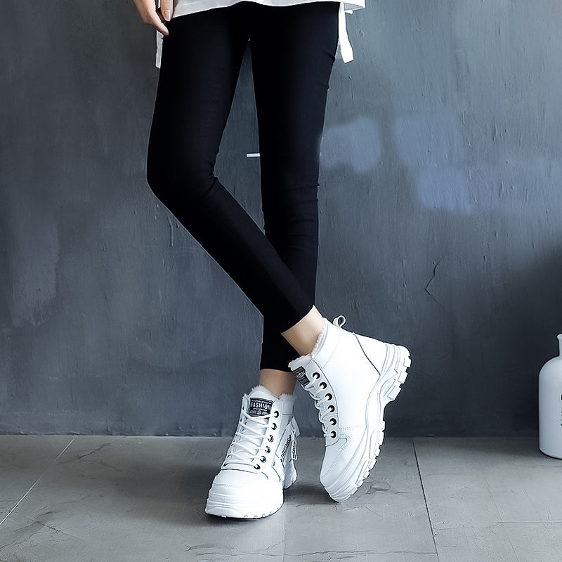 Damen-Winterstiefel mit hohem Schaft – Warm gefütterte Stiefeletten mit dicker Sohle, Schnürung, lässiger Stil, perfekt für Komfort bei kaltem Wetter, Winterstiefel