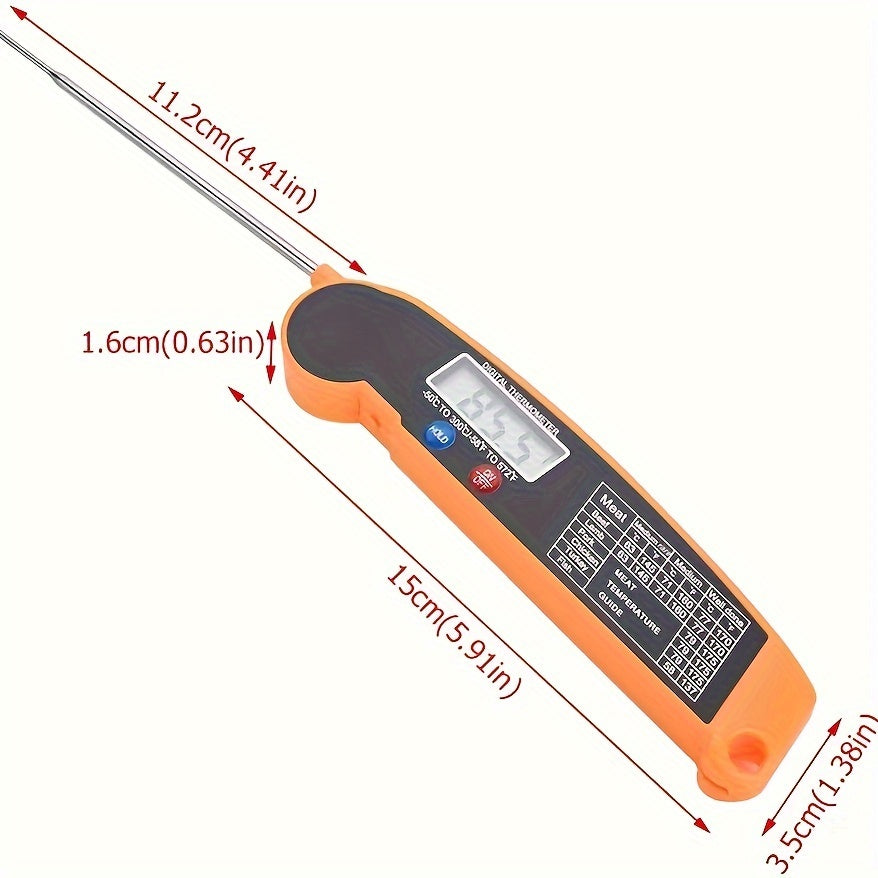1pc WEBBQ Digital Meat Thermometer, Fast-Reading ABS Food Temperature Gauge with Hold Function, Single-Use, for Grilling BBQ, Kitchen Cooking, Adult - AAA Battery Operated (Batteries Not Included)
