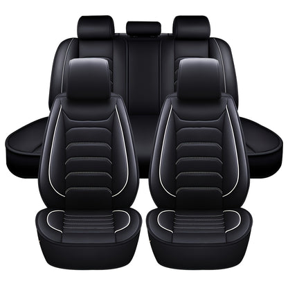 5-Seat Full Set Faux Leather Car Seat Covers - Waterproof All-Weather Protection, Full Surrounded Cushion Protector with Soft Foam Padding, Precise Fit for Cars, Trucks, Sedans & SUVs - Easy Installation, Durable Automotive I