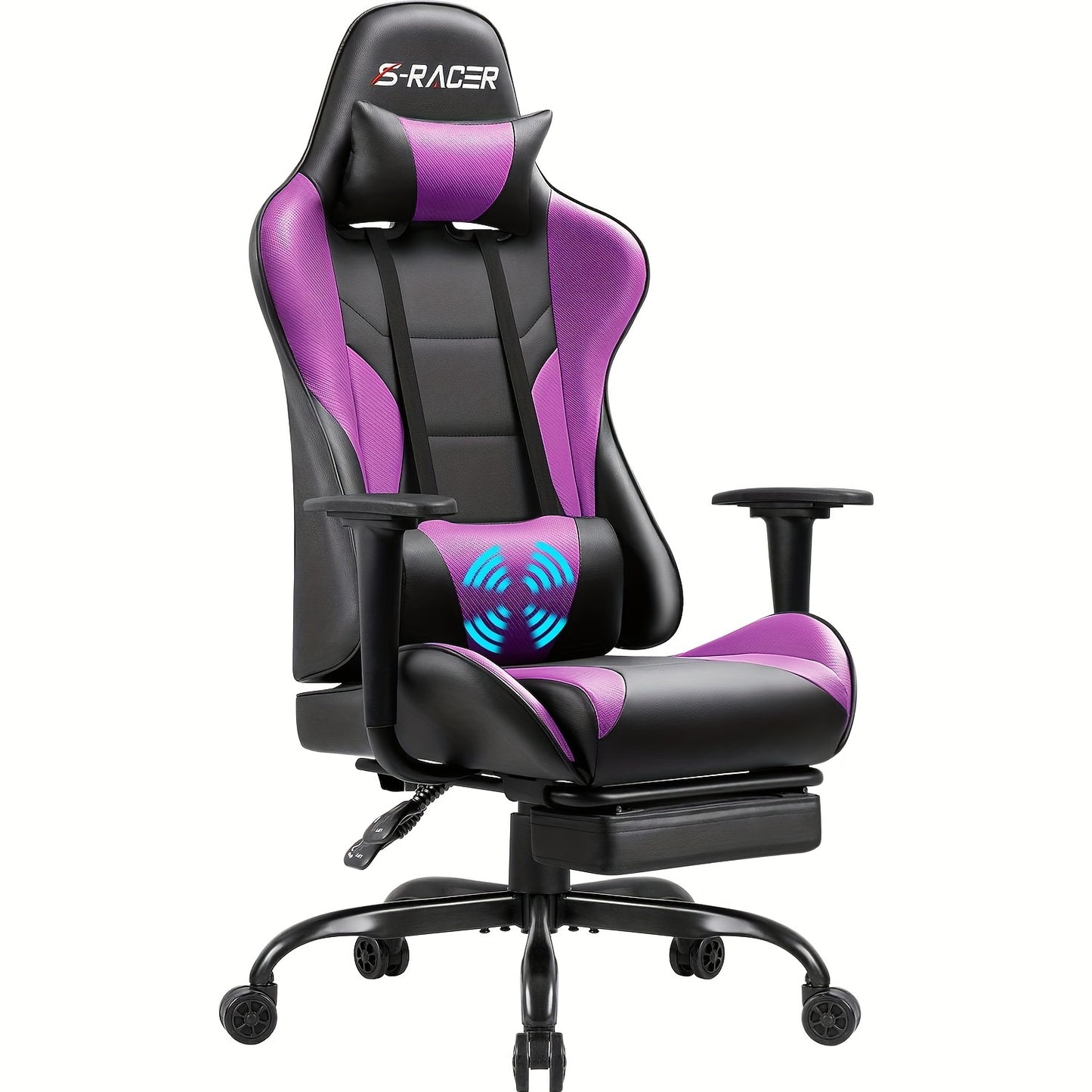 Gaming Chair Massage Office Chair High Back PU Leather Chair with Footrest