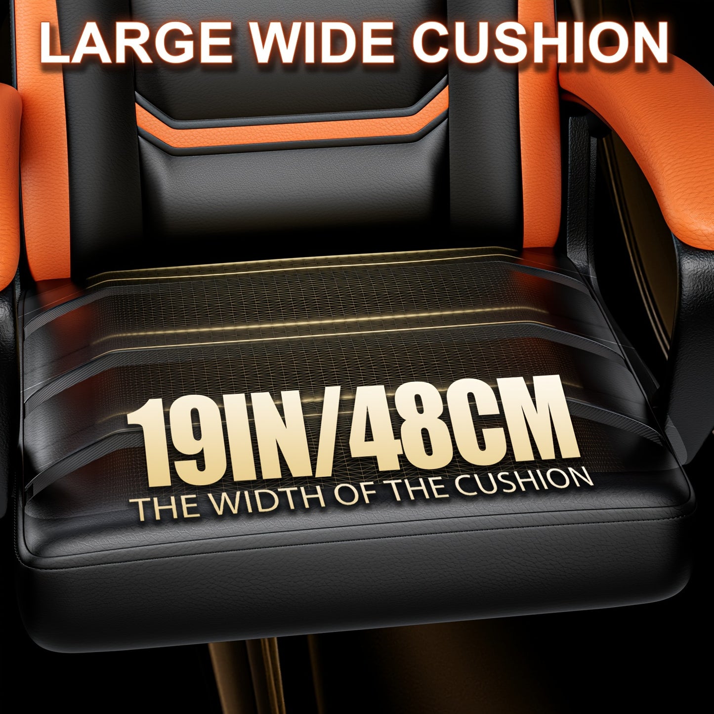 Ergonomic Computer Gaming Chair, Home Office Desk with PU Leather Lumbar Support, Height Adjustable Big and Tall Video Game, Swivel Wheels for Adults, Orange