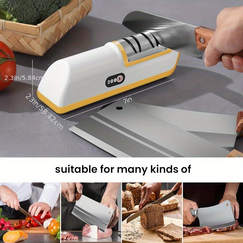 Knife Sharpener Professional 2-Stage Electric Knife Sharpener, Knife Sharpener for Kitchen Knives with Quick Sharpening and Polishing Function, Easy to use for all kinds of kitchen knives