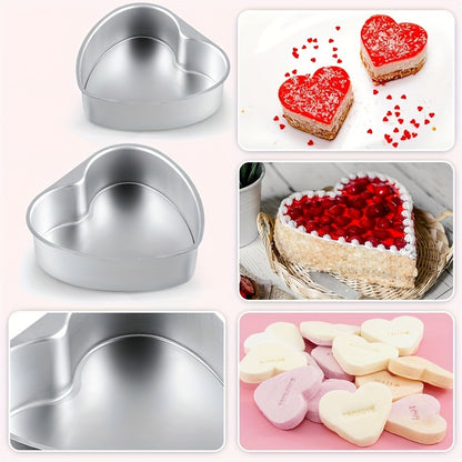 3-Piece Heart-Shaped Cake Pan Set with Removable Bottoms - Aluminum Bakeware for Birthdays, Christmas, Mother's Day, Graduation, Juneteenth, 4th of July - Manual, Non-Stick, 4/6/8 Inch