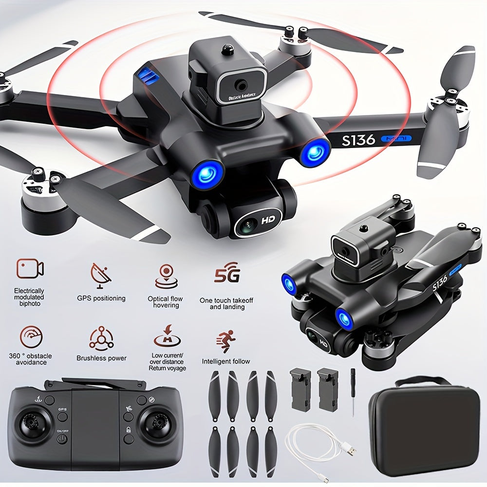 GPS Drone with 4K Camera for adults Beginner, Ult-Long Flight Time, Optical Flow, 5G Transmission Foldable FPV RC Quadcopter with Brushless Motors, No obstacle avoidance, GPS Auto Return Home, Intelligent Follow Me, Include 2