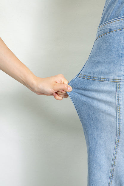 Beau Blue Drawstring Waist Wide Leg Ankle Length Jeans