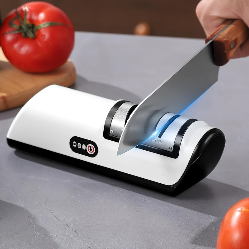 Knife Sharpener Professional 2-Stage Electric Knife Sharpener, Knife Sharpener for Kitchen Knives with Quick Sharpening and Polishing Function, Easy to use for all kinds of kitchen knives