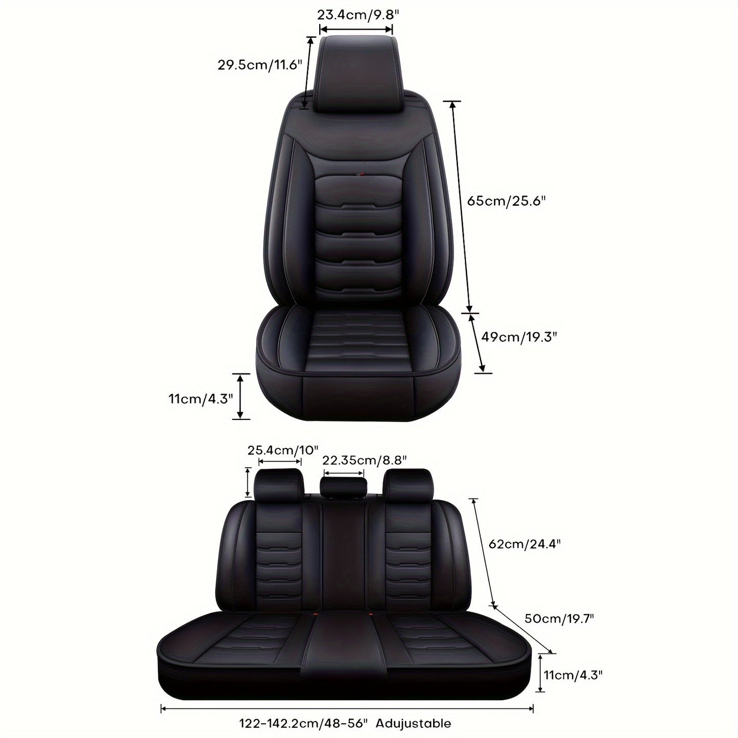 5 Seat Car Seat Covers PU Leather Seat Covers Full Set Waterproof for Car Sedan SUV Truck Vans Front & Rear Seat Cushion Protector with Back Big Storage Bag