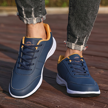 VanWeir Lightweight Men'S Shoes | Navy Blue/White, Lace-up Sports Shoes with MD/TPR Sole, Breathable Fabric Lining for Outdoor, Hiking & Casual Wear