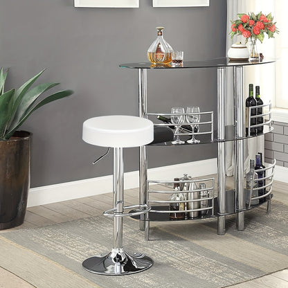 1pc Luxury Leather Bar Stool - Modern Chrome Base with Hydraulic Swivel & Round Cushion - Perfect for Counter Height Kitchen Dining