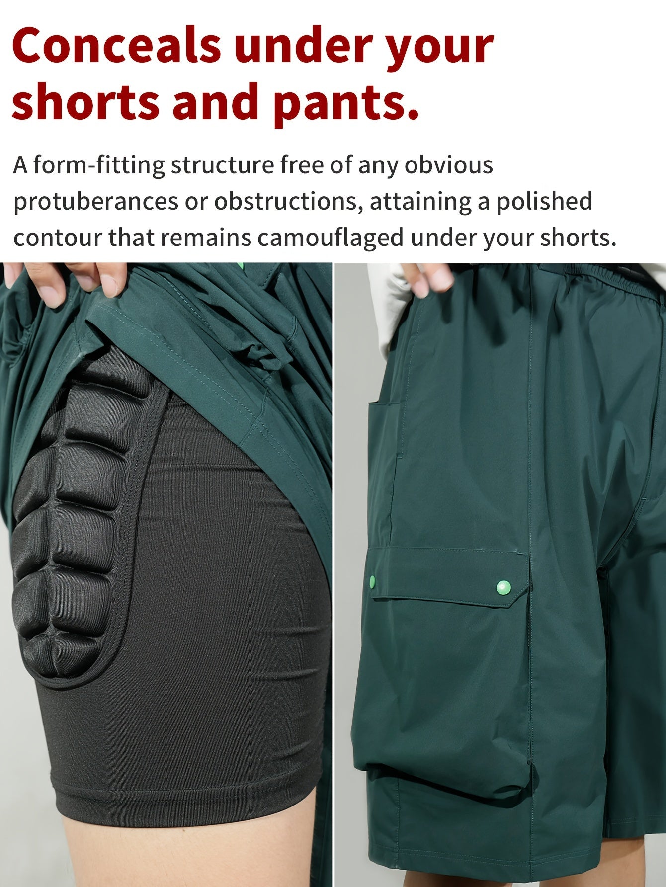 Atmungsaktive VEPAUS 3D-gepolsterte Shorts für Eishockey, Snowboarden, Gymnastik und Rollschuhlaufen – feuchtigkeitsableitend, flexibel, hochelastisches Polyester-Strickgewebe, normale Passform, Sportbekleidung für alle vier Jahreszeiten