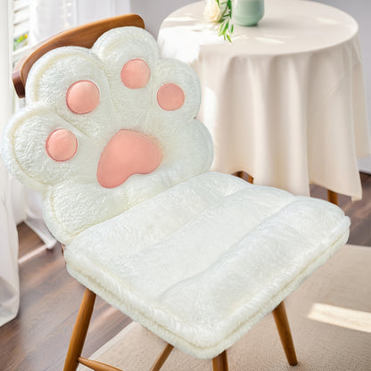 L-Shape Cat Paw Cushion - Soft Milk Velour Plush Chair Pillow with Faux Rabbit Fur, Cute Kawaii Gaming & Office Seat Cushion for Gamer Girls, Comfy Floor Seat for Room Decor, 100% Polyester, Dry Clean Only