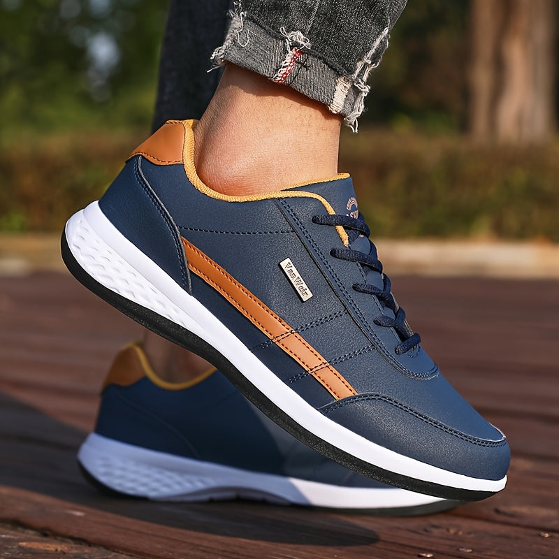VanWeir Lightweight Men'S Shoes | Navy Blue/White, Lace-up Sports Shoes with MD/TPR Sole, Breathable Fabric Lining for Outdoor, Hiking & Casual Wear