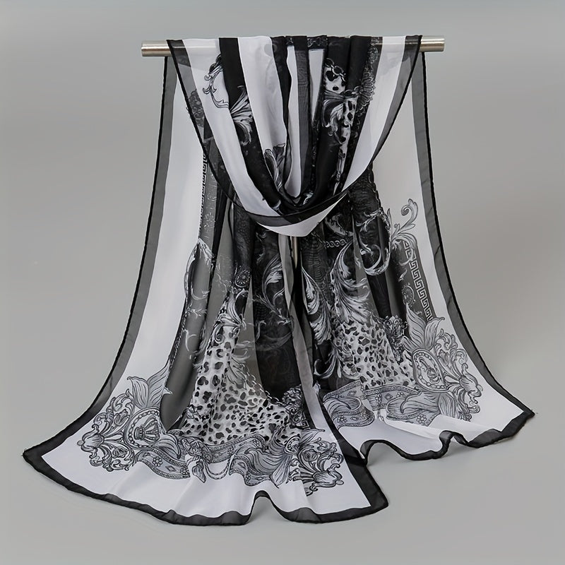 Eleganter, dünner Chiffonschal | Tiermuster, atmungsaktiv, winddicht, dekorativ, geeignet für Freizeit und Wochenende, maschinenwaschbar