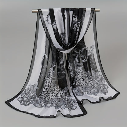 Eleganter, dünner Chiffonschal | Tiermuster, atmungsaktiv, winddicht, dekorativ, geeignet für Freizeit und Wochenende, maschinenwaschbar