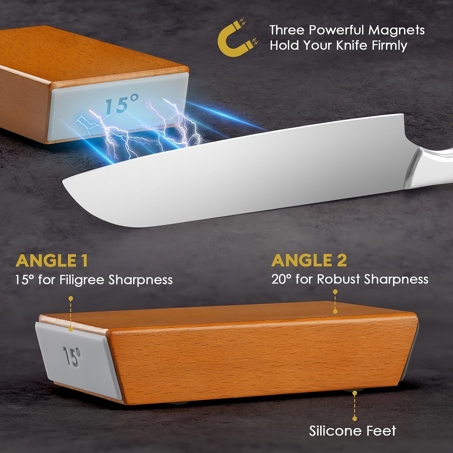 Knife Sharpener Tool, Rolling Knife Sharpeners Kit, Kitchen Knivies Sharpener With Diamond And Ceramic For Steel, Knife Sharpening With 15 And 20°, Angle Base For Kitchen Knives, Selected Christmas Present For Kitchen Enthus