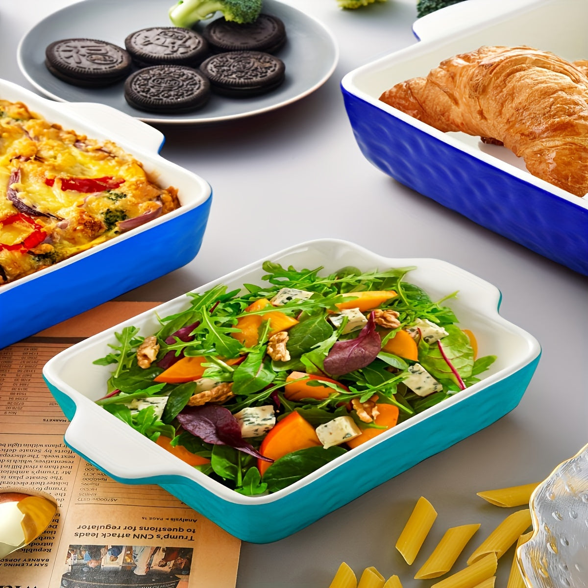 3Pack Ceramic Baking Dish for Oven Large Casserole Baking Dish with Handles Packaging Upgrade Nonstick Ceramic Bakeware for Cooking, Beautiful Color Ceramic Baking Dish Set