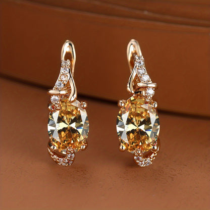 Elegante, 18 Karat vergoldete Ohrstecker mit blauem Stein – Rund- und Ovalschliff, synthetische Zirkonia, Ohrstecker aus Kupfer – Schmuck für jede Jahreszeit | Trendiges Design | Langlebige Vergoldung
