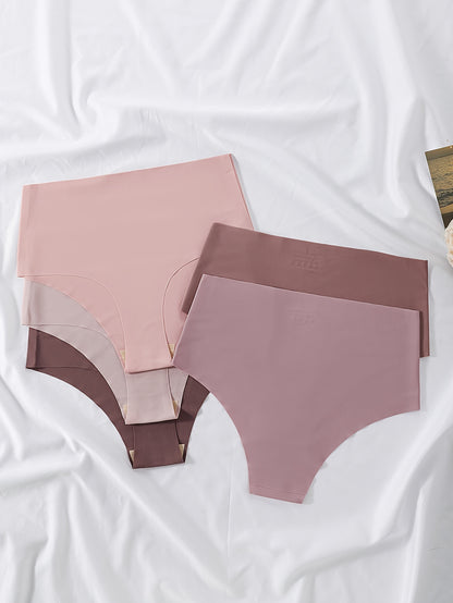 5er-Pack nahtlose Slips mit hohem Bund in verschiedenen Farben, Damenunterwäsche &amp; Dessous
