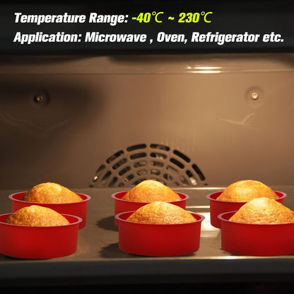 9pcs Silicone Mini Cake Molds Set, 4 Inch Red Round Baking Pan Non-Stick Silicone Baking Molds Bakeware Pan Reusable Cake Pans for Chiffon Mousse, Cupcake, Layer Cake, Cheese Cake, Rainbow Cake