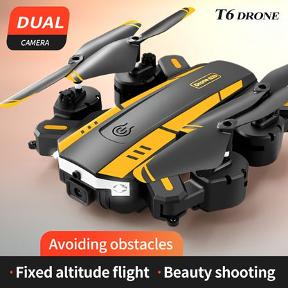 [Dual Cameras T6 Drone Gesture] T6 drone, dual cameras, one click takeoff and landing, 540 ° intelligent obstacle avoidance, gesture recognition, intelligent hovering, Halloween/Christmas/birthday/new year gifts