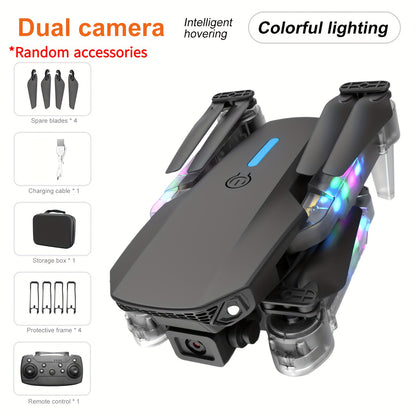 KBDFA E88 Drone - HD WIFI Helicopter with 4K Camera, Foldable Quadcopter, 1181.1inch Maximum Flight Altitude, 3m/s Speed, 5 Minute Battery Life, Black and Gray, Rechargeable Li-Polymer Battery, 1800mAh, 1181.1inch Control Ran