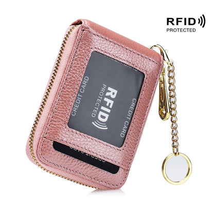[Porte-cartes RFID] Porte-cartes RFID décontracté, portefeuille multi-compartiments - Étui à cartes zippé simple