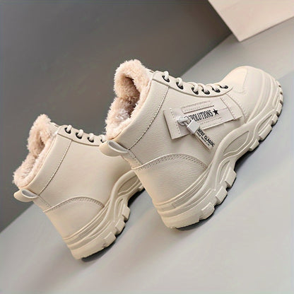 Damen-Winterstiefel mit hohem Schaft – Warm gefütterte Stiefeletten mit dicker Sohle, Schnürung, lässiger Stil, perfekt für Komfort bei kaltem Wetter, Winterstiefel