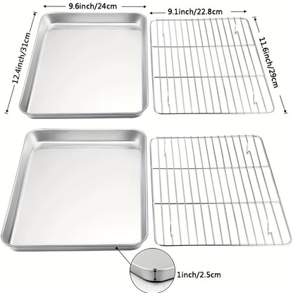 1pc Baking Sheet And Rack, Stainless Steel Cookie Sheet, Baking Pan Tray with Cooling Rack, Toxic & Healthy, Free & Dishwasher Safe, for Outdoor Picnic Party BBQ Accessories Kitchen Accessories