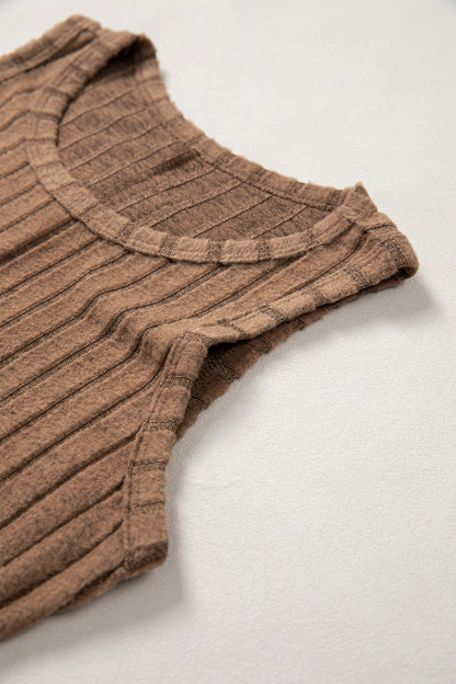 Camel Slim Ribbed Mineral Wash Tank Top