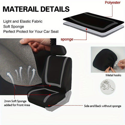 Car Seat Covers Full Set, Gray Purple Black Blue Red Purple Car Seat Cushion  Car Seat Protector Car Decoration Airbag Safe