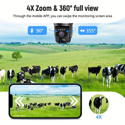 4G LTE Solar-Powered Outdoor Security Camera with 1080P HD Night Vision, 360° Pan-Tilt Spotlight, 2-Way Talk, PIR Motion Sensor, Wireless Cellular Drone-Like Tracking (No WiFi//) - US Version, SIM Card Required (Bring Your