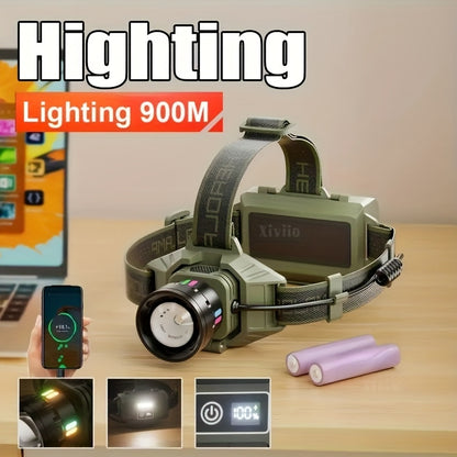 Super Bright LED Flashlight with Digital Battery Display, 18650 Rechargeable, 5-in-1 Zoom Modes & Adjustable Beam, Flash Light for Camping,, Emergency - Heavy-Duty Portable Torch with Cable (Compatible with Power Banks)