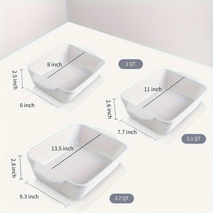 KOOV Bakeware Set, Ceramic Baking Dish Set, Rectangular Casserole Dish Set, lasagna Pan, Baking Pans Set for Cooking, Cake Dinner, Kitchen, 9 x 13 Inches, 3-Piece (Set of 3, White)