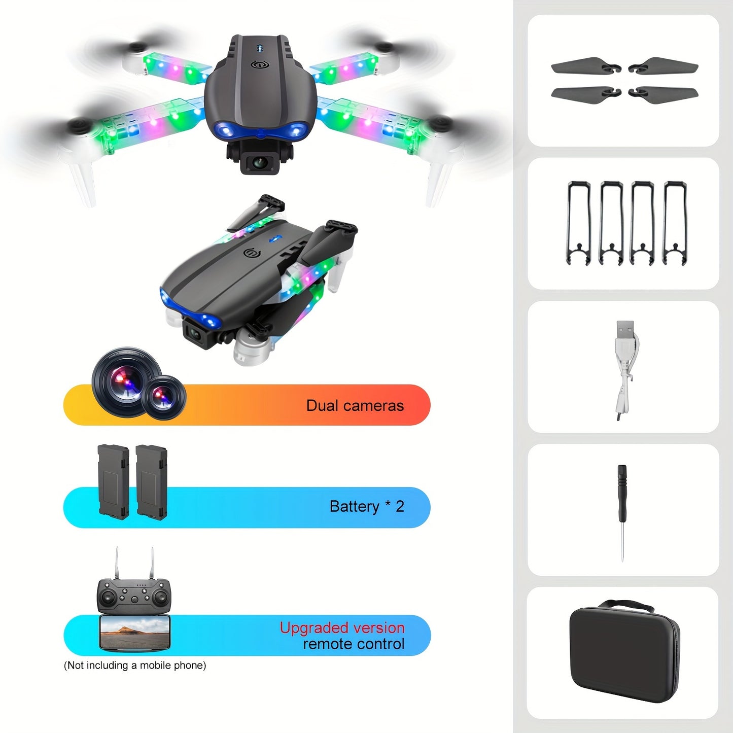 Dual Camera Foldable E99 Drone - RC Drone Toy for Beginners, Indoor and Outdoor UAV - Affordable Halloween Christmas Gift