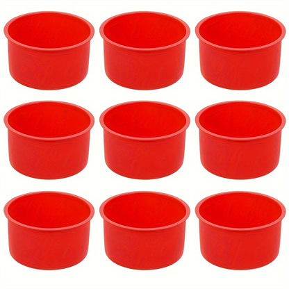 9pcs Silicone Mini Cake Molds Set, 4 Inch Red Round Baking Pan Non-Stick Silicone Baking Molds Bakeware Pan Reusable Cake Pans for Chiffon Mousse, Cupcake, Layer Cake, Cheese Cake, Rainbow Cake