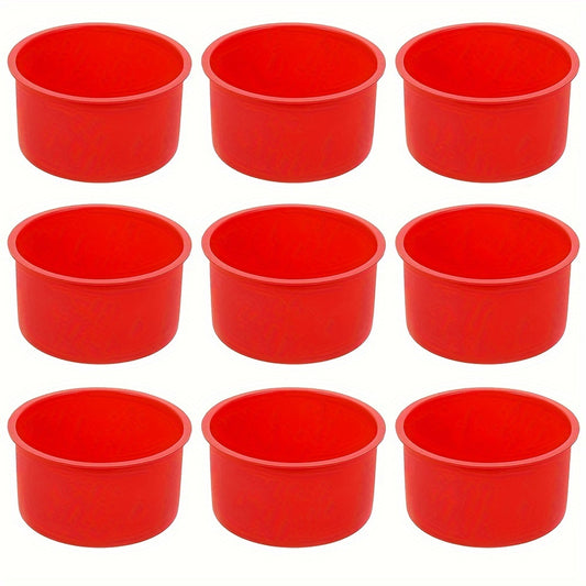 9pcs Silicone Mini Cake Molds Set, 4 Inch Red Round Baking Pan Non-Stick Silicone Baking Molds Bakeware Pan Reusable Cake Pans for Chiffon Mousse, Cupcake, Layer Cake, Cheese Cake, Rainbow Cake