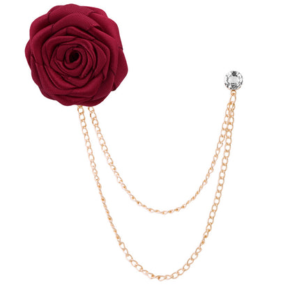 Men's Wedding Ceremony Groom Handmade Rose Chain Brooch