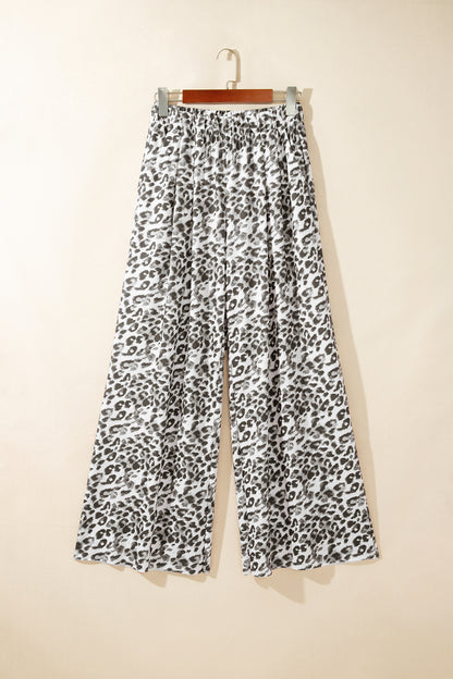 Multicolour Leopard Print Wide Leg Full Length Pants