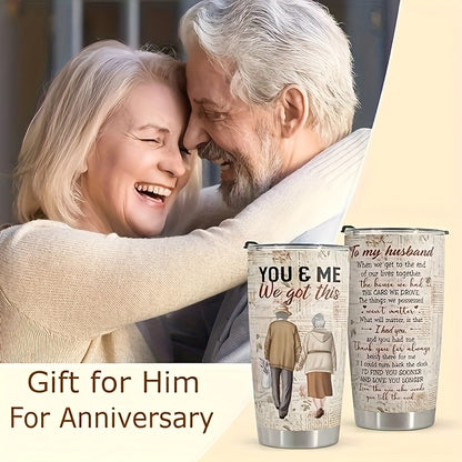 20oz Stainless Steel Tumbler with Heartfelt Message for Husband - Ideal for Valentine's, Birthday, Anniversary & Father's Day Gifts - Durable, Reusable Drinkware with Vintage Design, Hand Wash Only