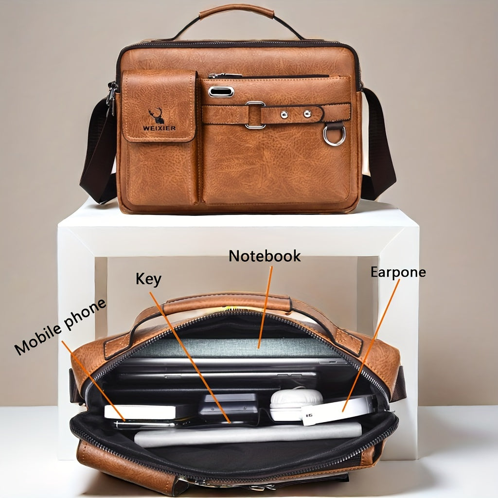 WEIXIER Herren-Umhängetasche, kompatibel mit / - Verstellbare Business- und Freizeit-Schultertasche, Bürotasche, Geschenk für Ehemann, Freund (Material)