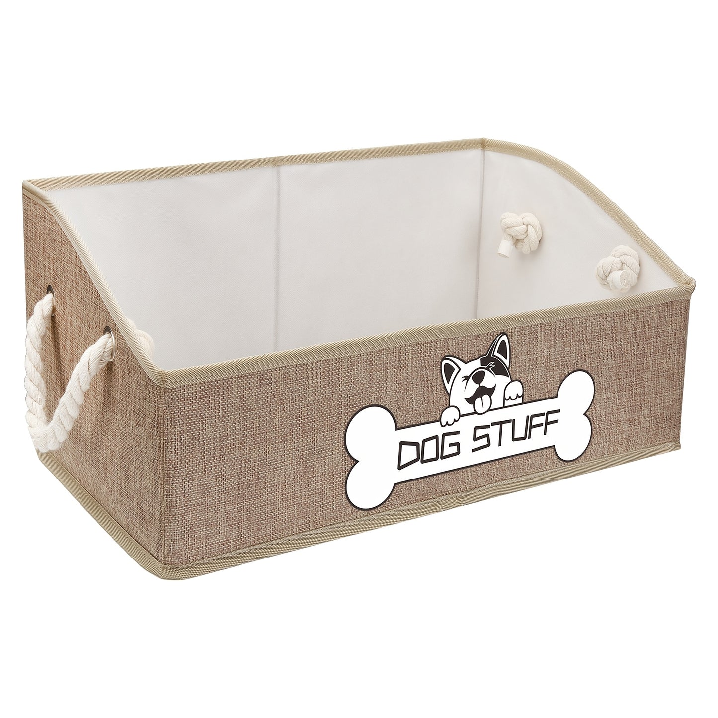 Collapsible Fabric Dog Toy Box And Storage Bin with Handle - Trapezoid Basket Chest Organizer for Pet Toys, Blankets And Accessories