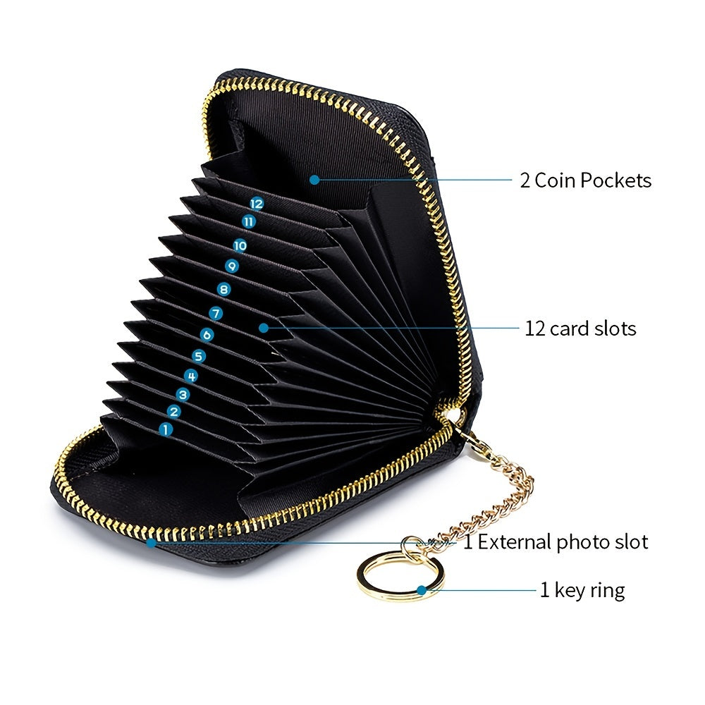 [Porte-cartes RFID] Porte-cartes RFID décontracté, portefeuille multi-compartiments - Étui à cartes zippé simple