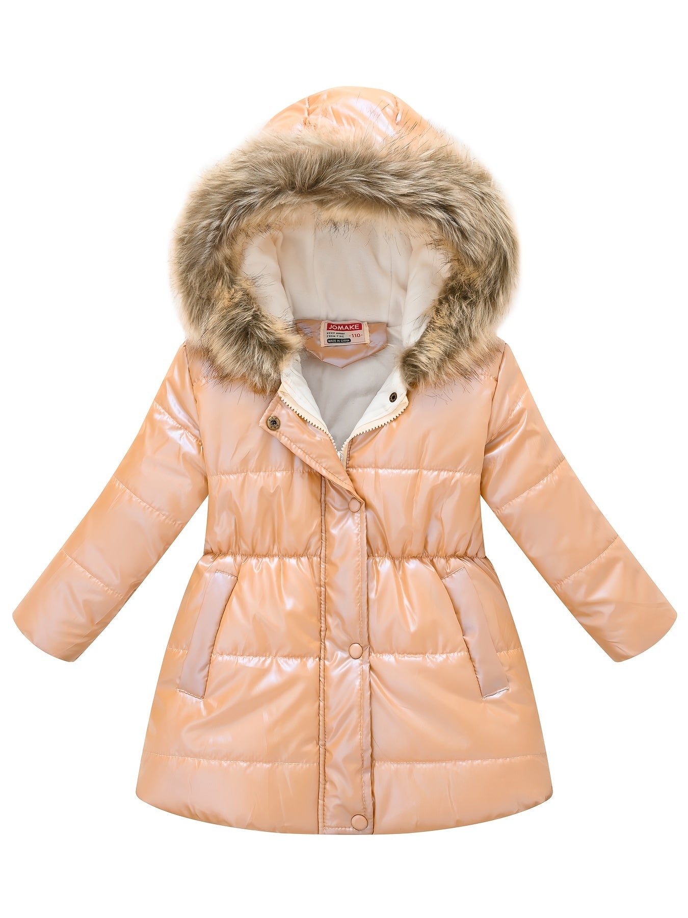 Winterjacke für Kinder im neuen Stil: Dicke, glänzende Kapuzenjacke für Jungen und Mädchen, mittellang