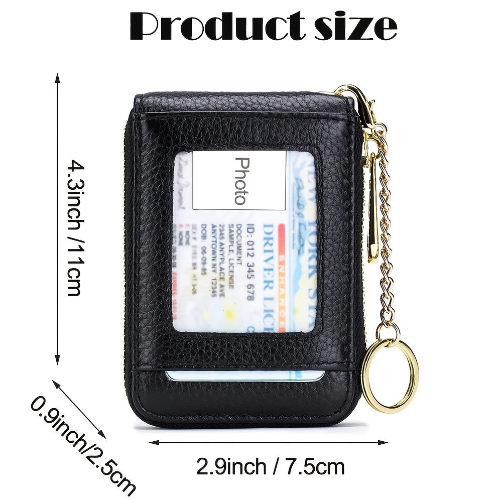 [Porte-cartes RFID] Porte-cartes RFID décontracté, portefeuille multi-compartiments - Étui à cartes zippé simple