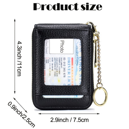 [Porte-cartes RFID] Porte-cartes RFID décontracté, portefeuille multi-compartiments - Étui à cartes zippé simple