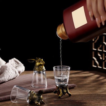 12pcs, Chinese Zodiac Shot Glasses and Baijiu Set - Elegant Drinkware and Unique Gift Idea